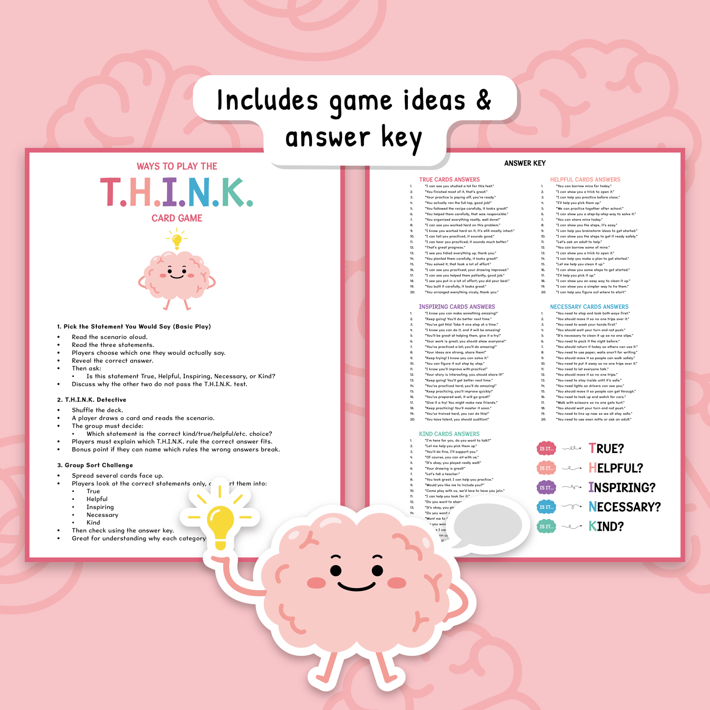 THINK Before You Speak Cards for Kids | Social Skills & Communication Activity