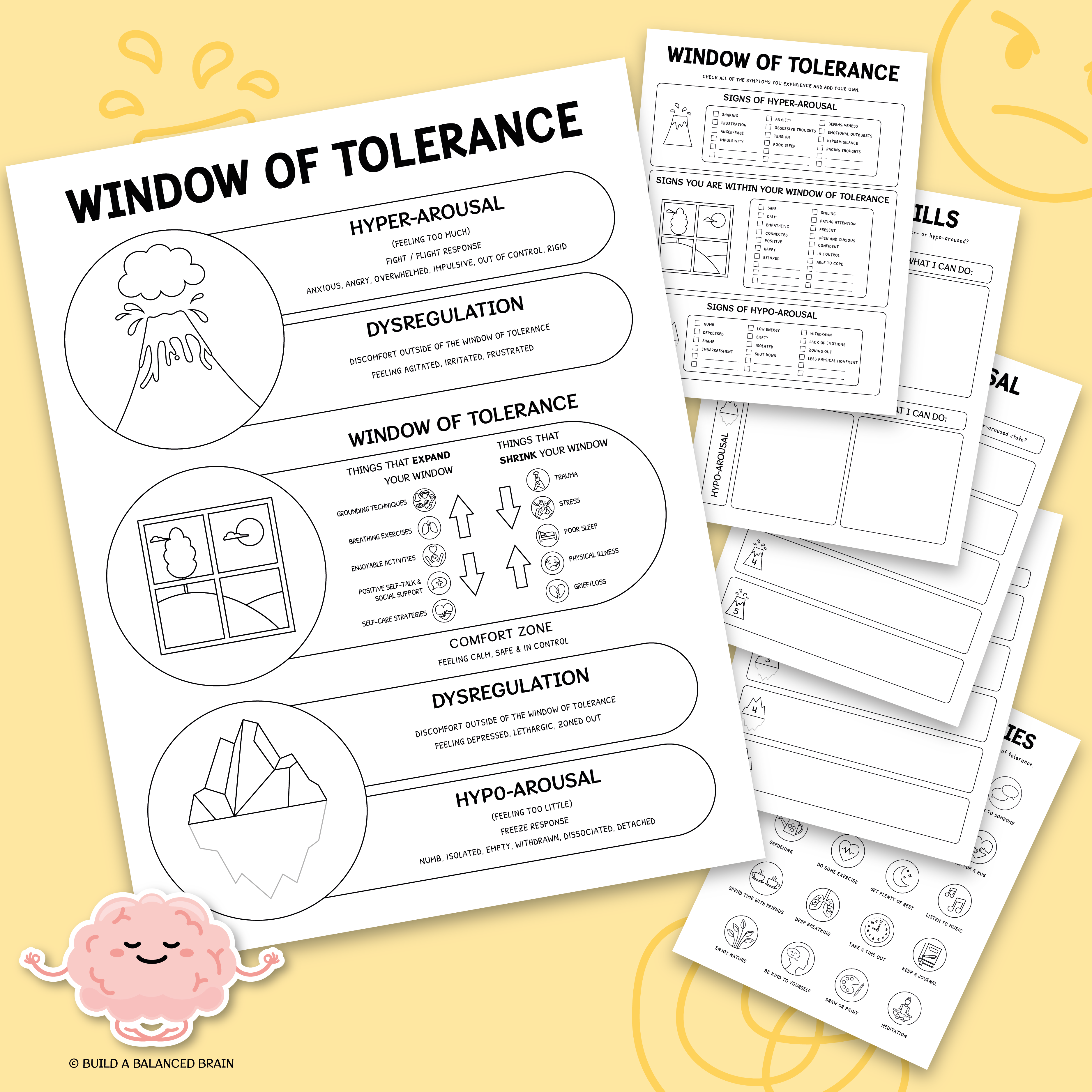 Window of Tolerance Trauma Worksheets - Emotional Regulation for Kids ...