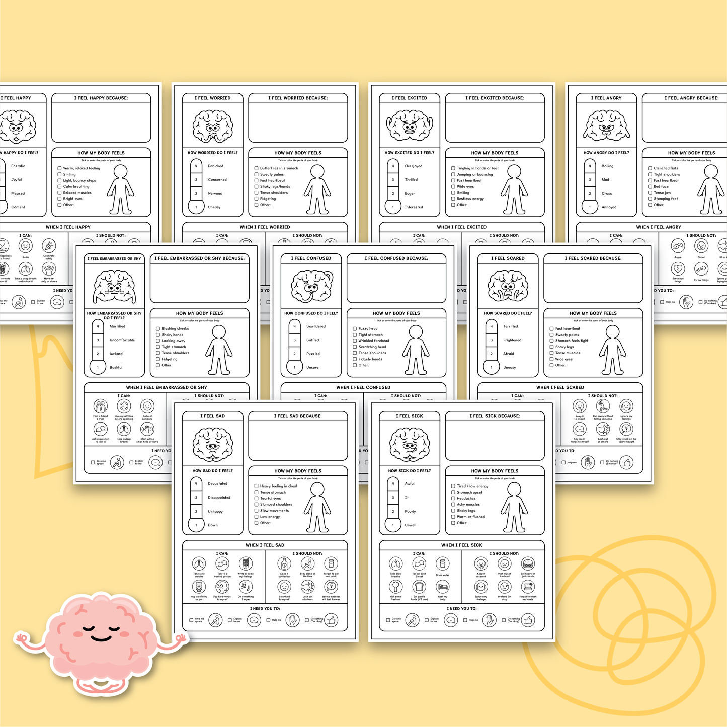 Feelings and Emotions Book for Kids (BW)