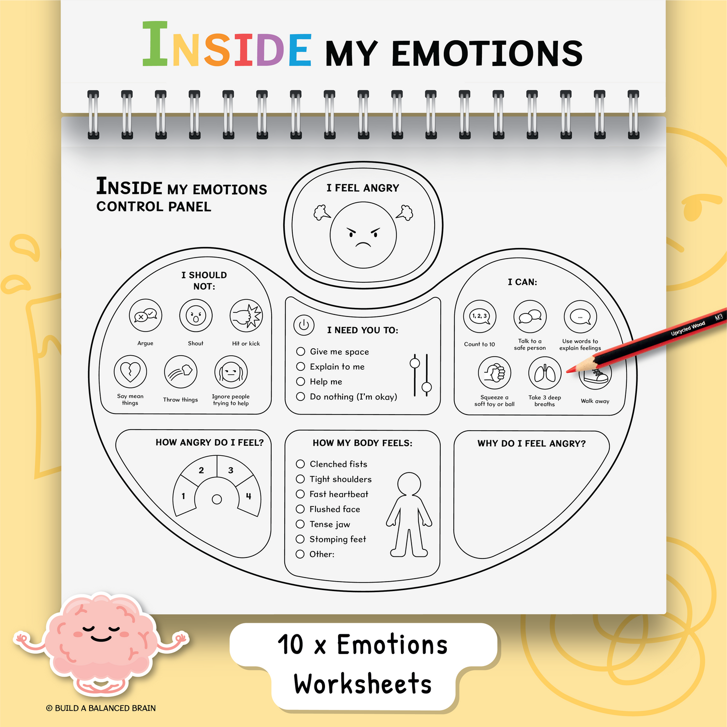 Inside My Emotions Workbook for Kids (Black and White)