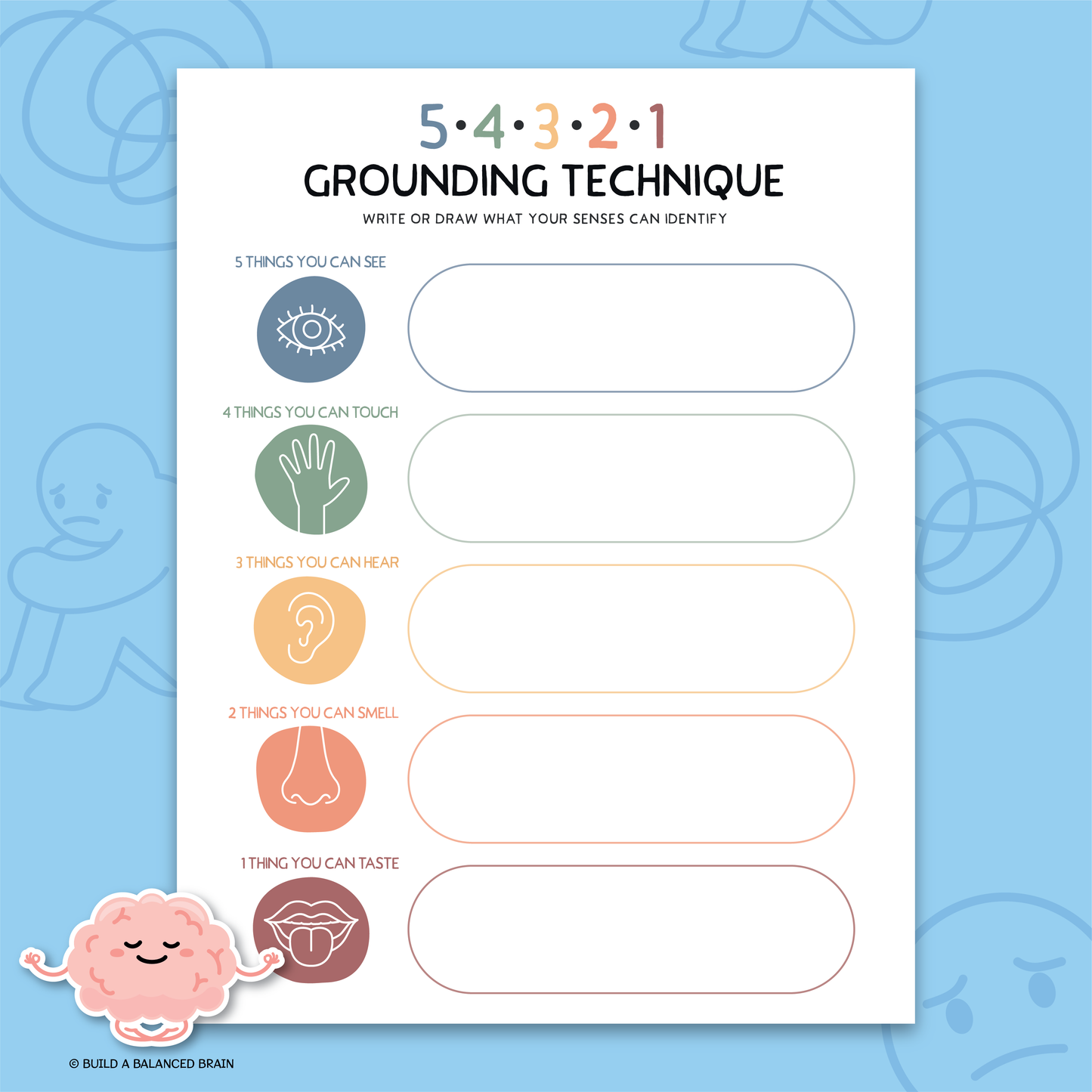 54321 Grounding Technique Worksheet