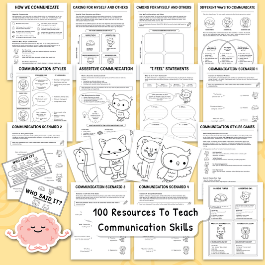 Communication Styles Activities for Kids and Teens (BW)