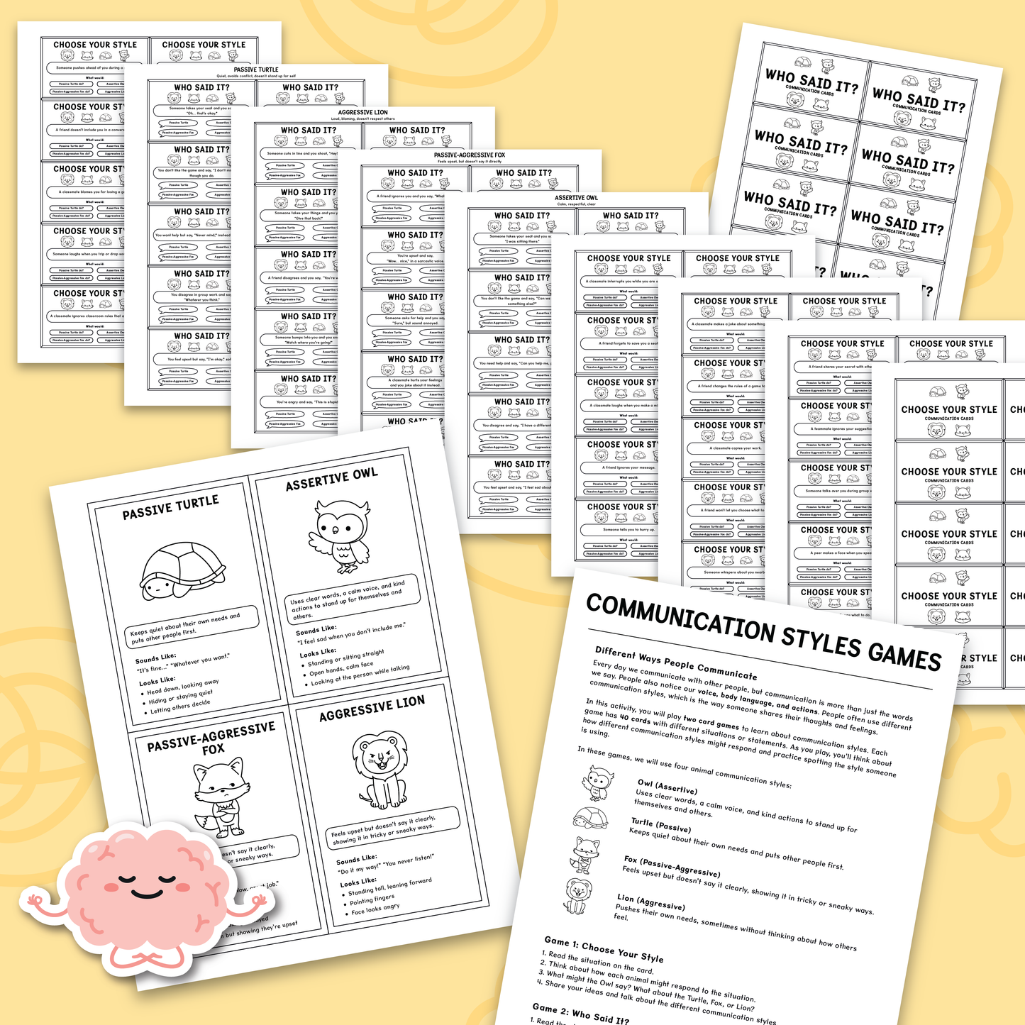Communication Styles Activities for Kids and Teens (BW)