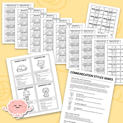 Communication Styles Activities for Kids and Teens (BW)