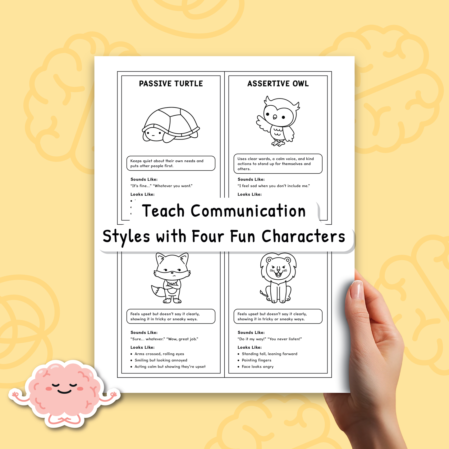 Communication Styles Activities for Kids and Teens (BW)