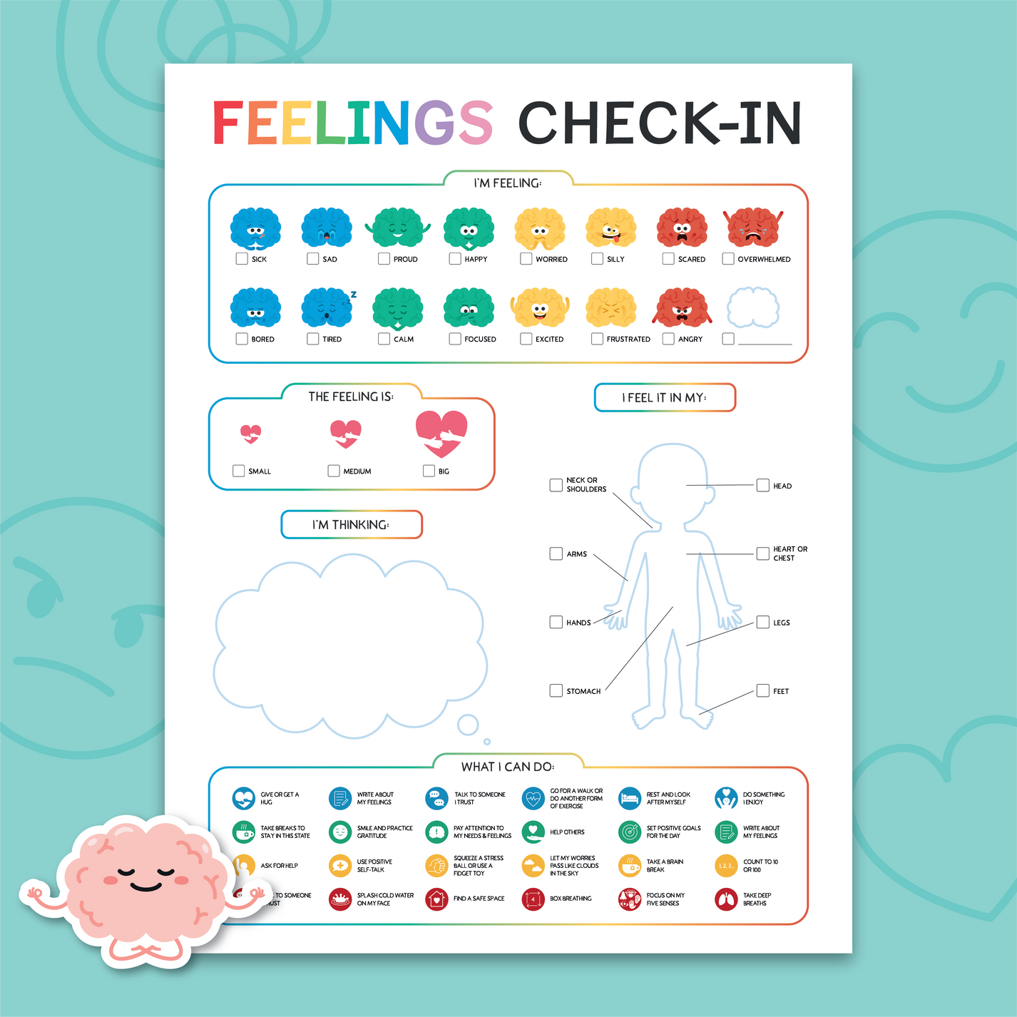 Feelings Check-in Worksheet for Kids & Teens | Emotional Regulation ...