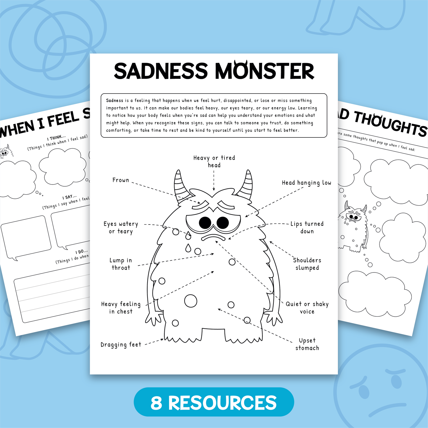 My Sadness Monster Worksheets (BW)