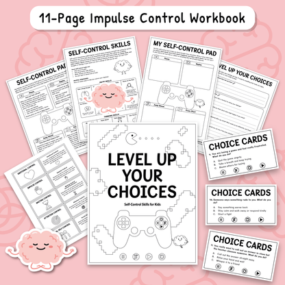 Impulse Control Worksheets for Kids & Teens | Self-Control Workbook (BW)