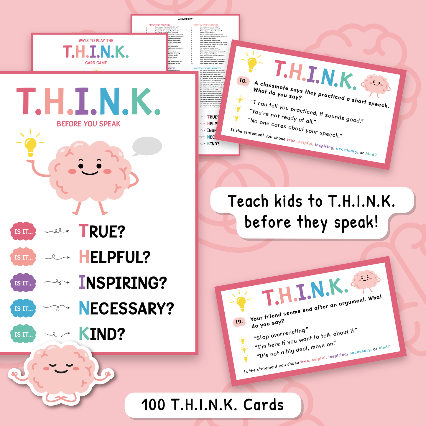 THINK Before You Speak Cards for Kids | Social Skills & Communication Activity