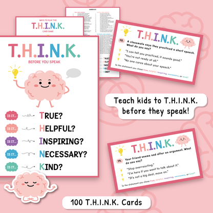 THINK Before You Speak Cards for Kids | Social Skills & Communication Activity