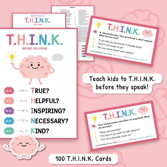 THINK Before You Speak Cards for Kids | Social Skills & Communication Activity