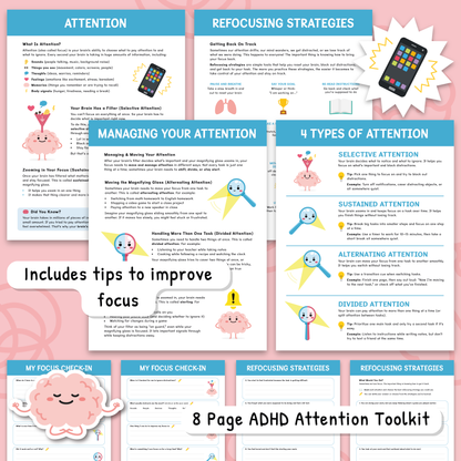 Attention Skills Worksheets & Posters for Kids | Executive Functioning Activities PDF