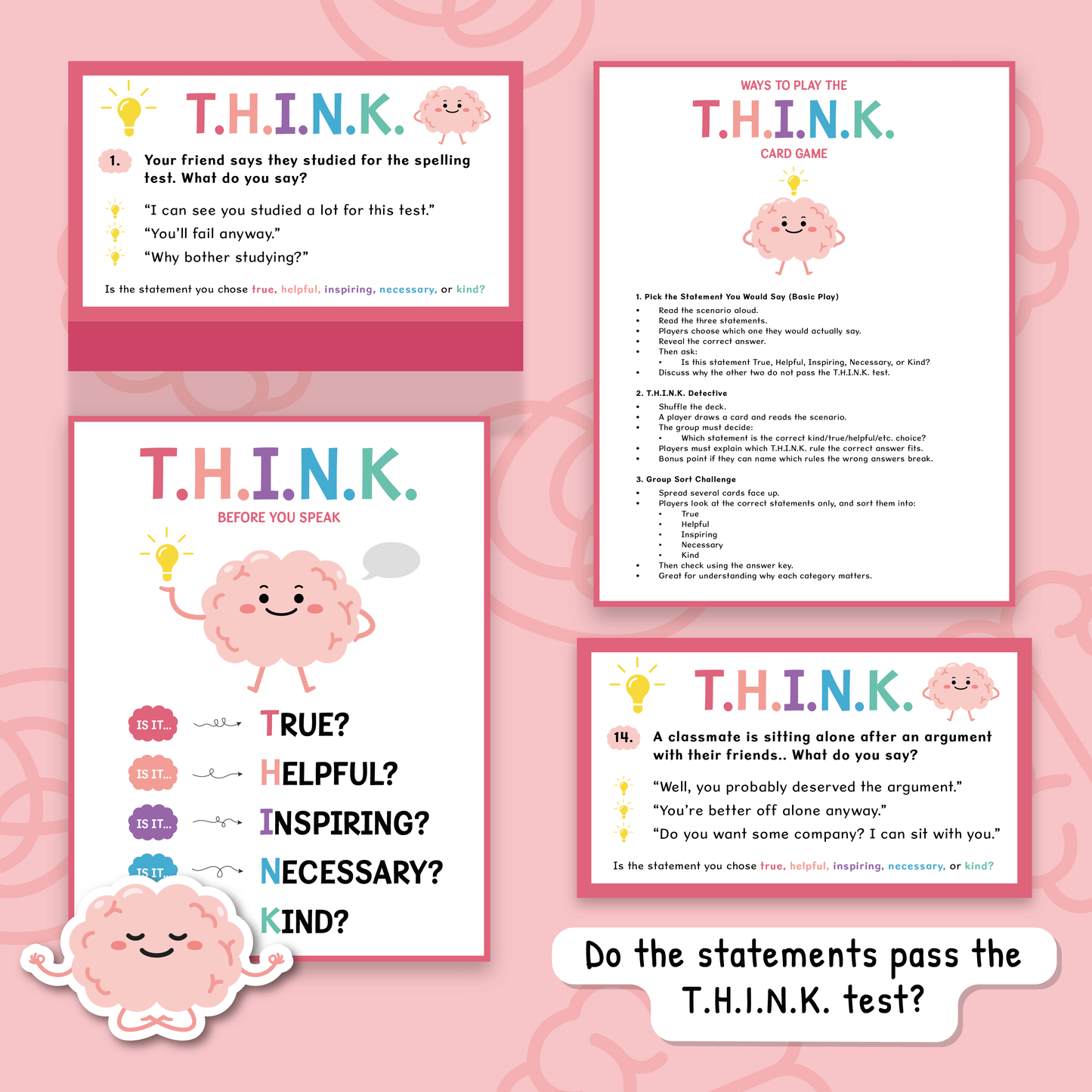 THINK Before You Speak Cards for Kids | Social Skills & Communication Activity