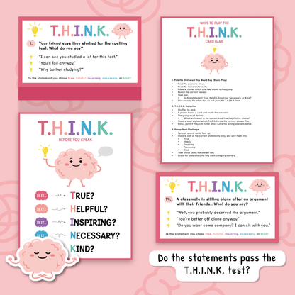 THINK Before You Speak Cards for Kids | Social Skills & Communication Activity