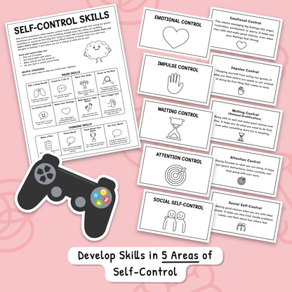 Impulse Control Worksheets for Kids & Teens | Self-Control Workbook (BW)