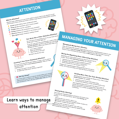 Attention Skills Worksheets & Posters for Kids | Executive Functioning Activities PDF
