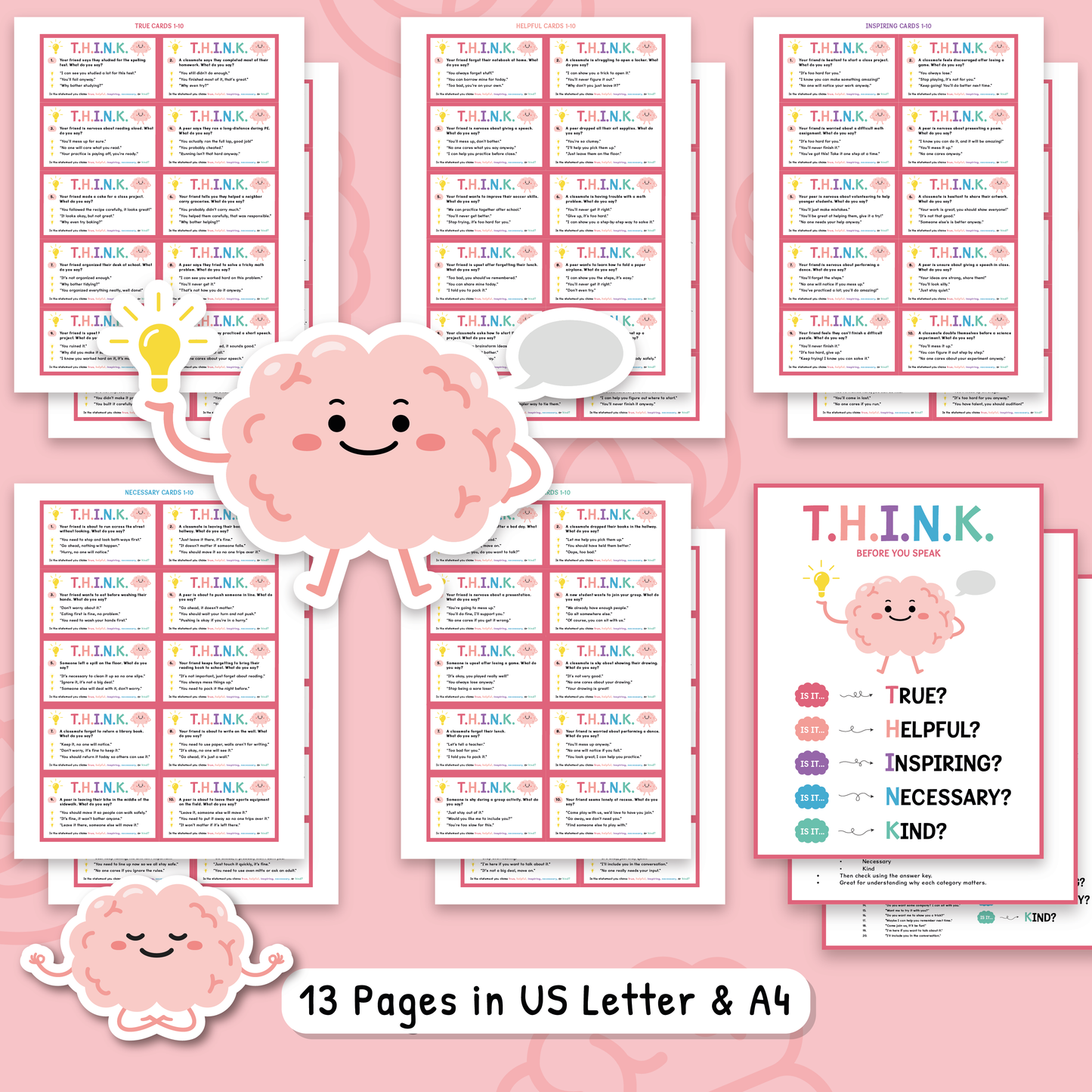 THINK Before You Speak Cards for Kids | Social Skills & Communication Activity