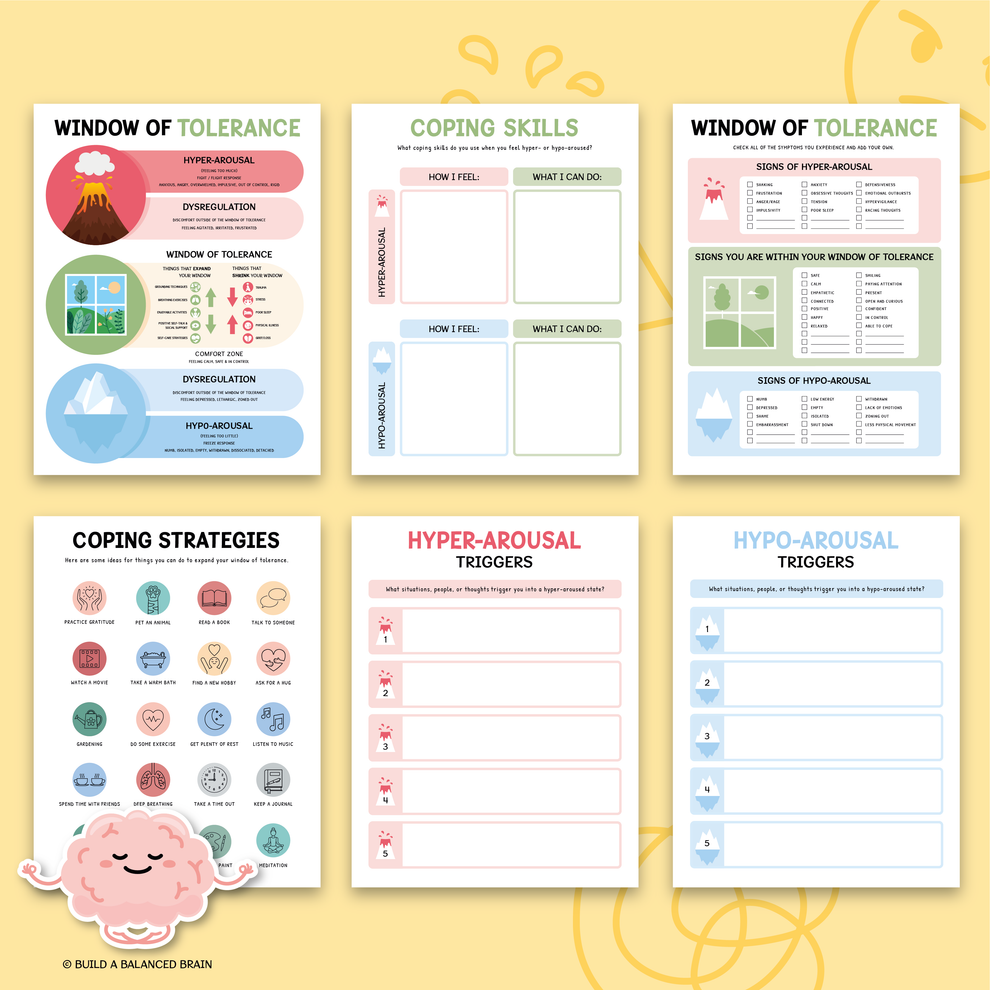 Window of Tolerance Trauma Worksheets - Emotional Regulation for Kids ...