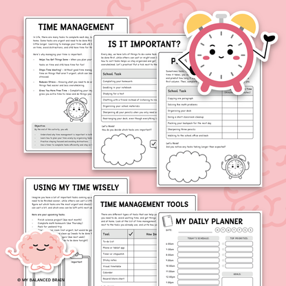 ADHD Time Management Worksheets (Black & White Version)