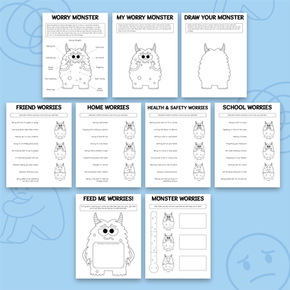 My Worry Monster Worksheets (Black & White Version)