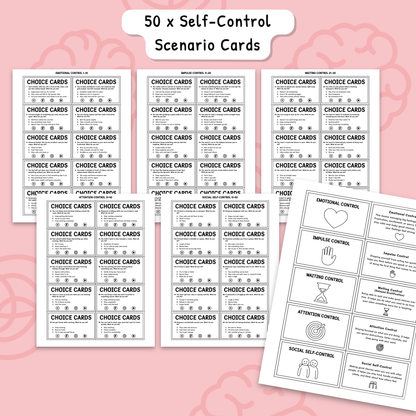 Impulse Control Worksheets for Kids & Teens | Self-Control Workbook (BW)