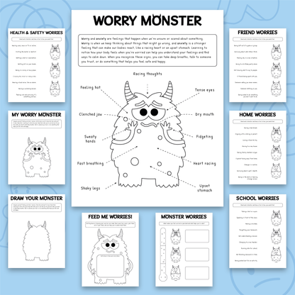 My Worry Monster Worksheets (Black & White Version)