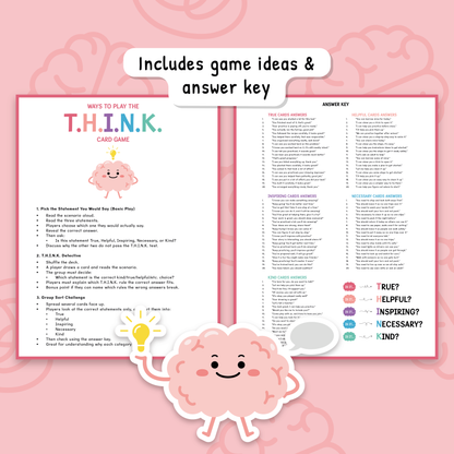 THINK Before You Speak Cards for Kids | Social Skills & Communication Activity