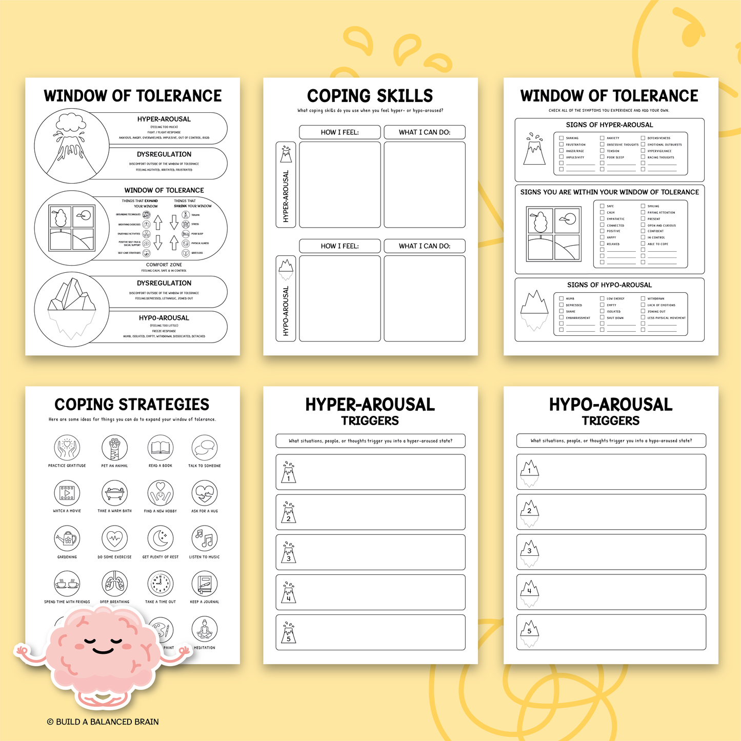 Window of Tolerance Worksheets (Black and White)