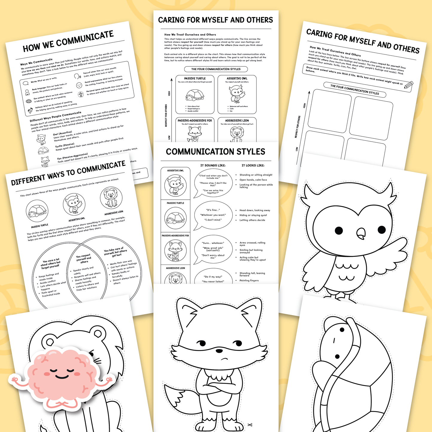 Communication Styles Activities for Kids and Teens (BW)