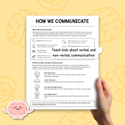 Communication Styles Activities for Kids and Teens (BW)