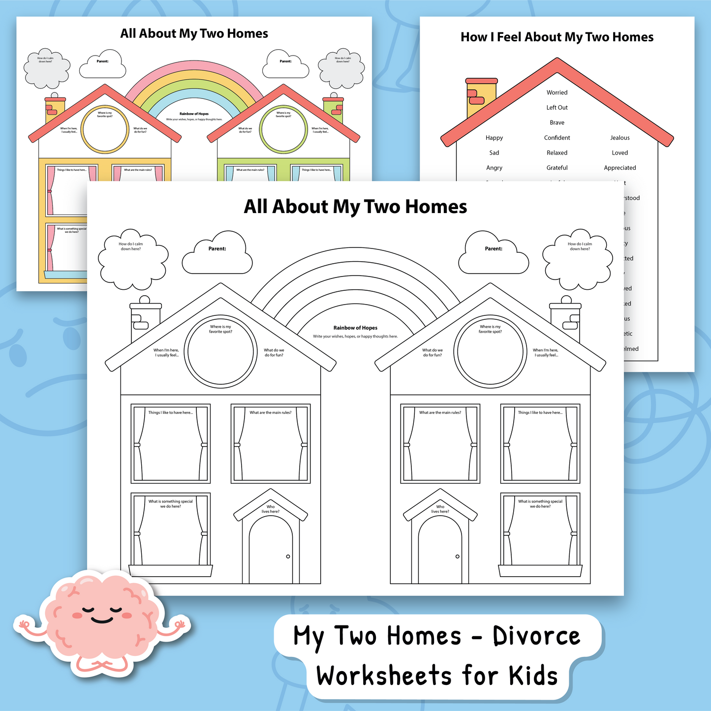 My Two Homes Divorce Coping Skills Worksheets for Kids