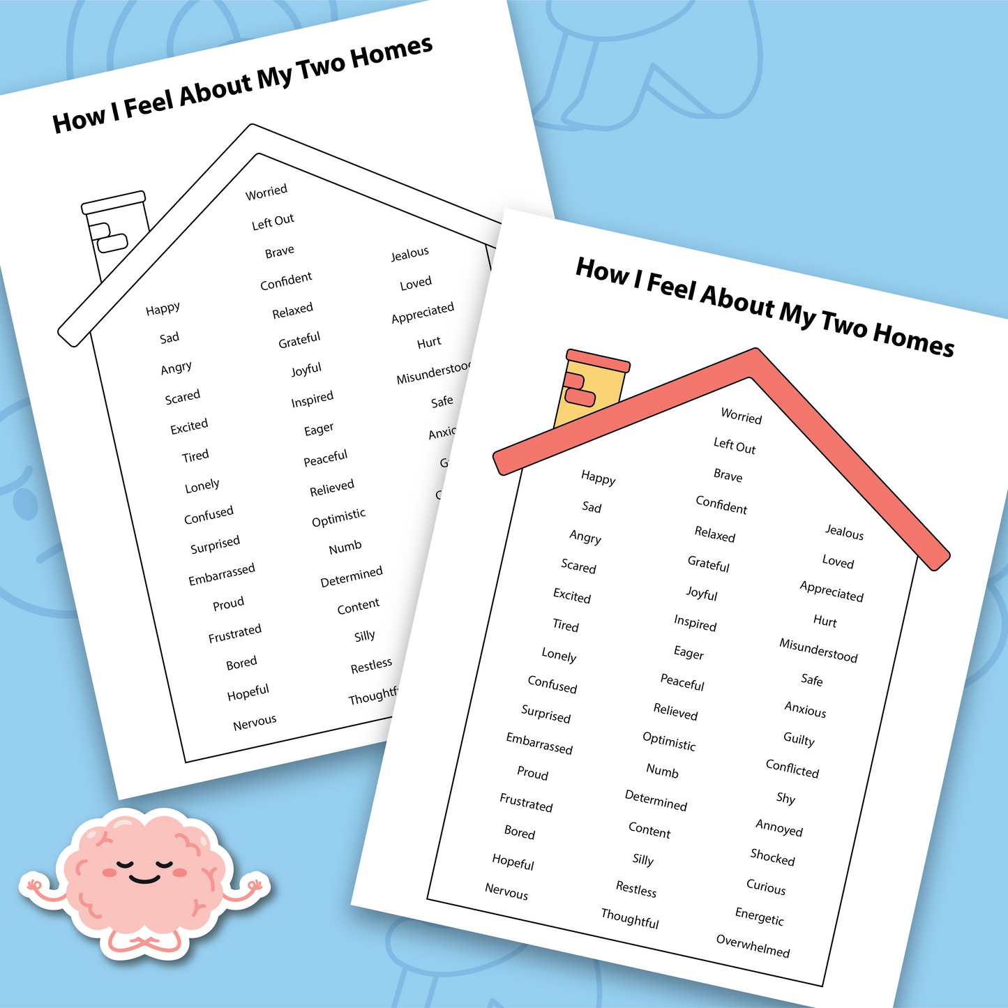 My Two Homes Divorce Coping Skills Worksheets for Kids