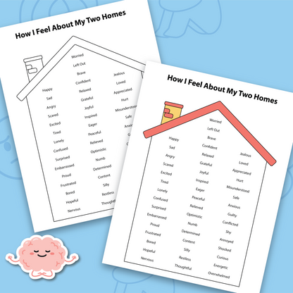 My Two Homes Divorce Coping Skills Worksheets for Kids